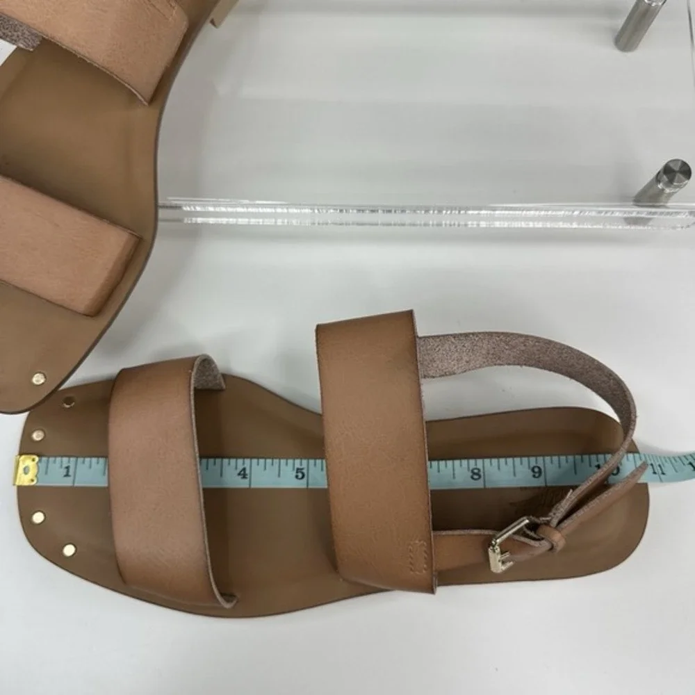 Universal Thread Womens Tan Square Toe Studded Slingback‎ Flat Sandals Size 10
